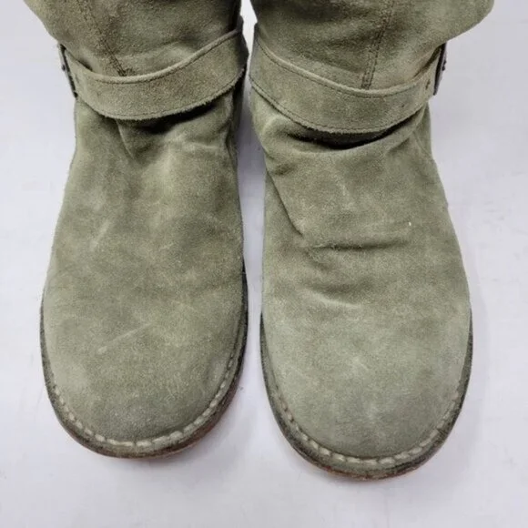 Fiorentini + Baker | Eternity Suede Leather Tall Moto Boots Olive Green - Picture 16 of 16